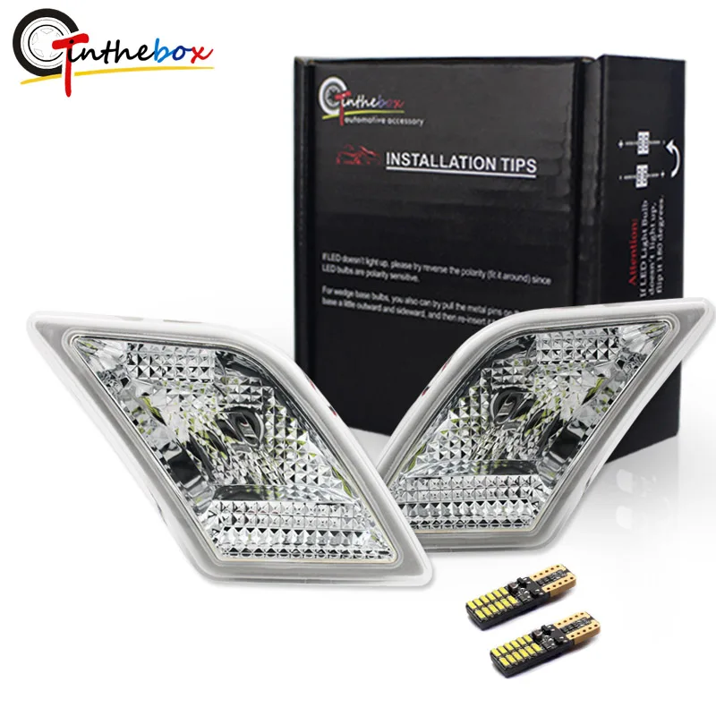 Clear Lens Side Marker Lights w/White LED For 2008-2011 Mercedes Benz W204 C250 C300 C350 C63 AMG Side Marker Lights