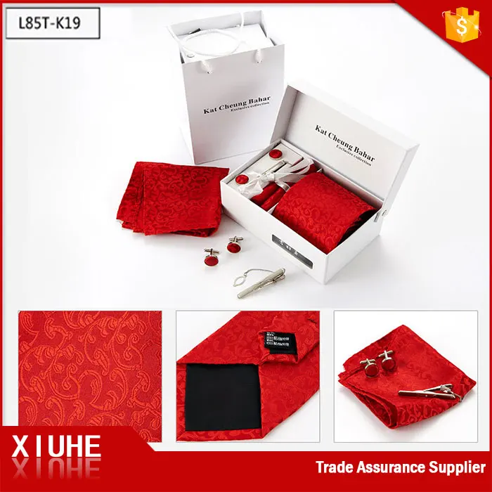 Mens 100% Pure Silk Tie and Pocket Square and Cufflinks Necktie Tie Gift Set