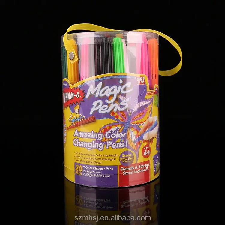 Washable and non-toxic 20 Original Magic Pens including 9 color pens, 9 changing pens, 2 magic pens with airbrush attachment