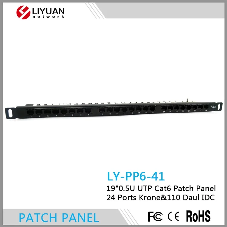 0.5U LY-PP6-41 High Quality Cat6 UTP 24 Ports Patch Panel