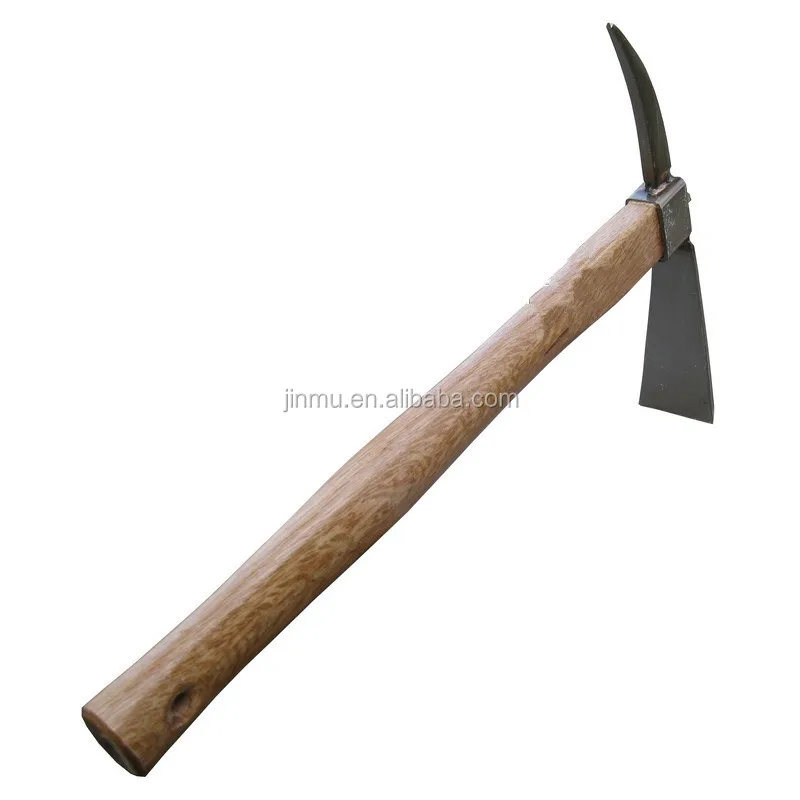 Farming tool of small pickaxe with short wood handle