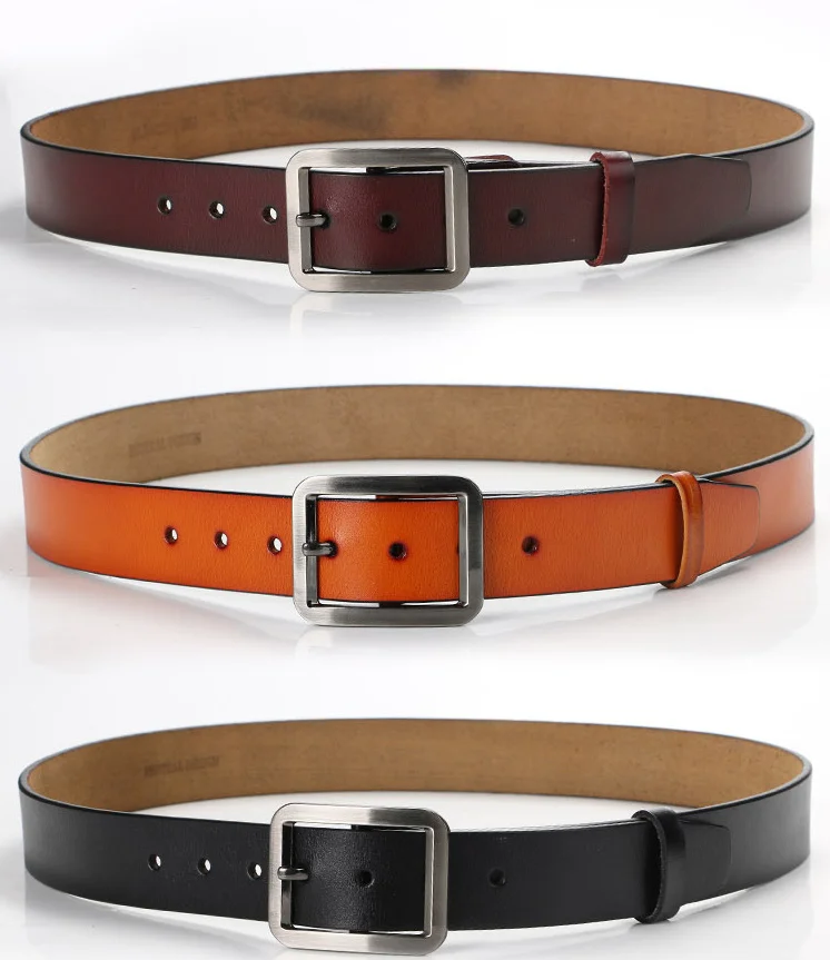Ремень B56 из натуральной кожи с пряжкой однотонный пояс в стиле ретро подарок для деловых мужчин