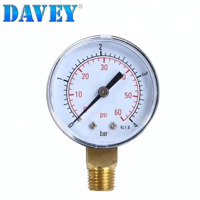 DAVEY 2018 Swimming Pool Spa Filter Water Pressure Gauge 0-60 PSI
