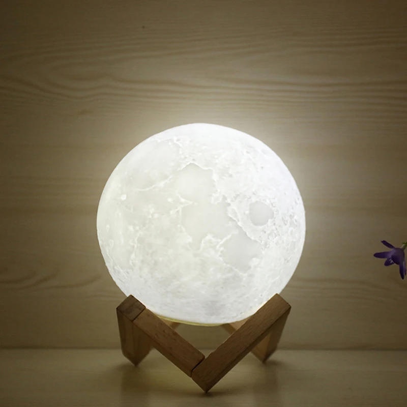 Creative 3D printing moon light USB charging moon light patting touch LED bedside table lamp  night light