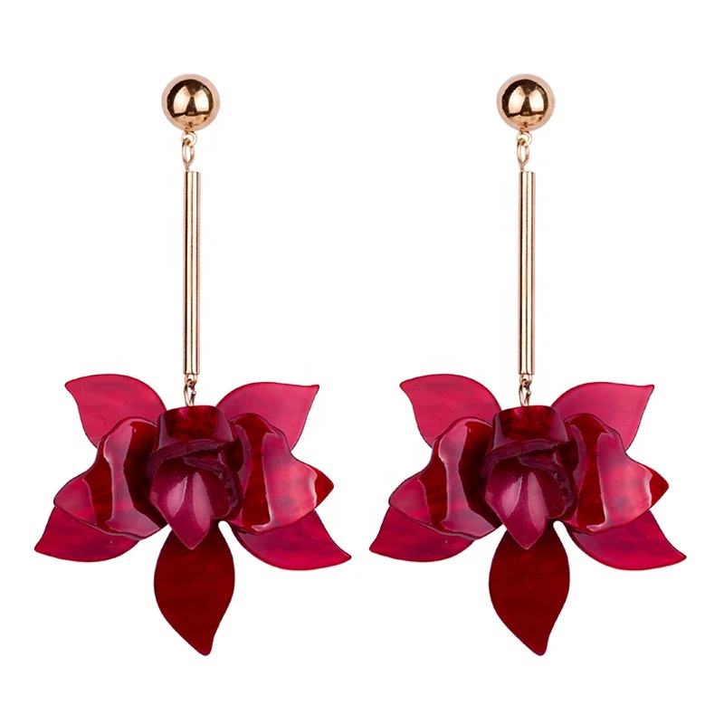 High Quality Best Price Vintage Cloud Effect Simple Flower Shape Tassel Resin Earring Resin Jewelry