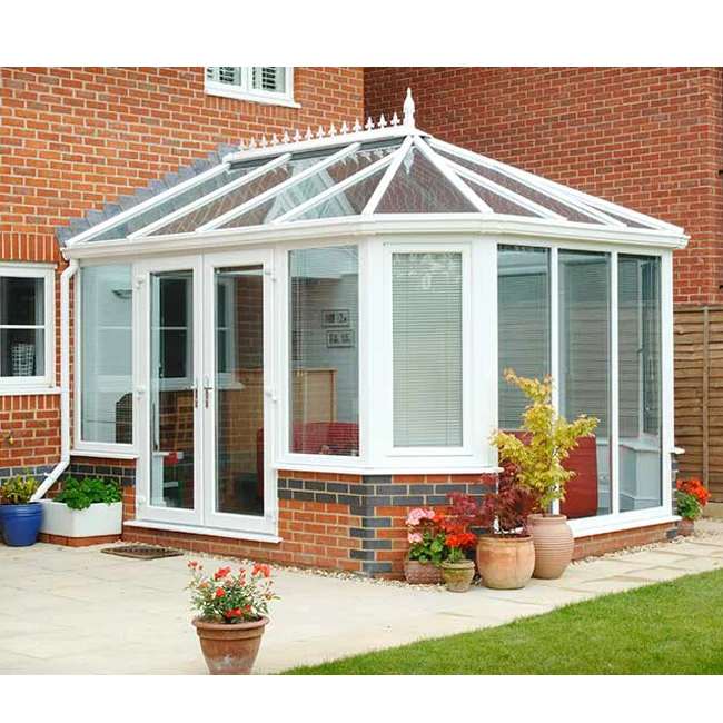 Aluminum Sunroom Lean To House Kit Glass-To-Floor Conservatory White Plastic Pvc Upvc Sunrooms Aluminium Glass Sunroom For Solar