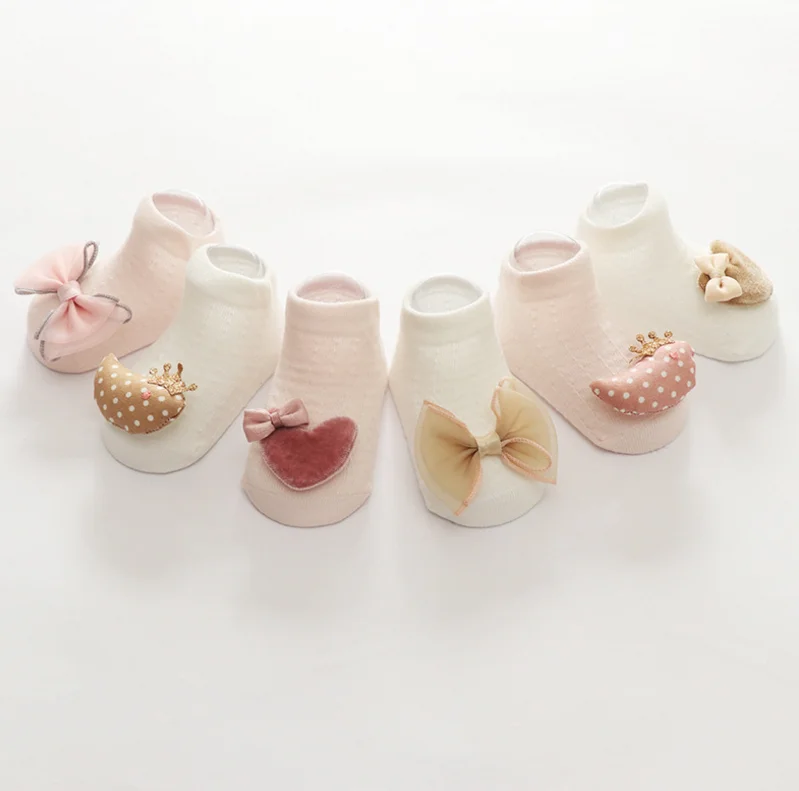 Custom Organic Cotton Doll Anti Slip Non Slip Korean Baby Socks