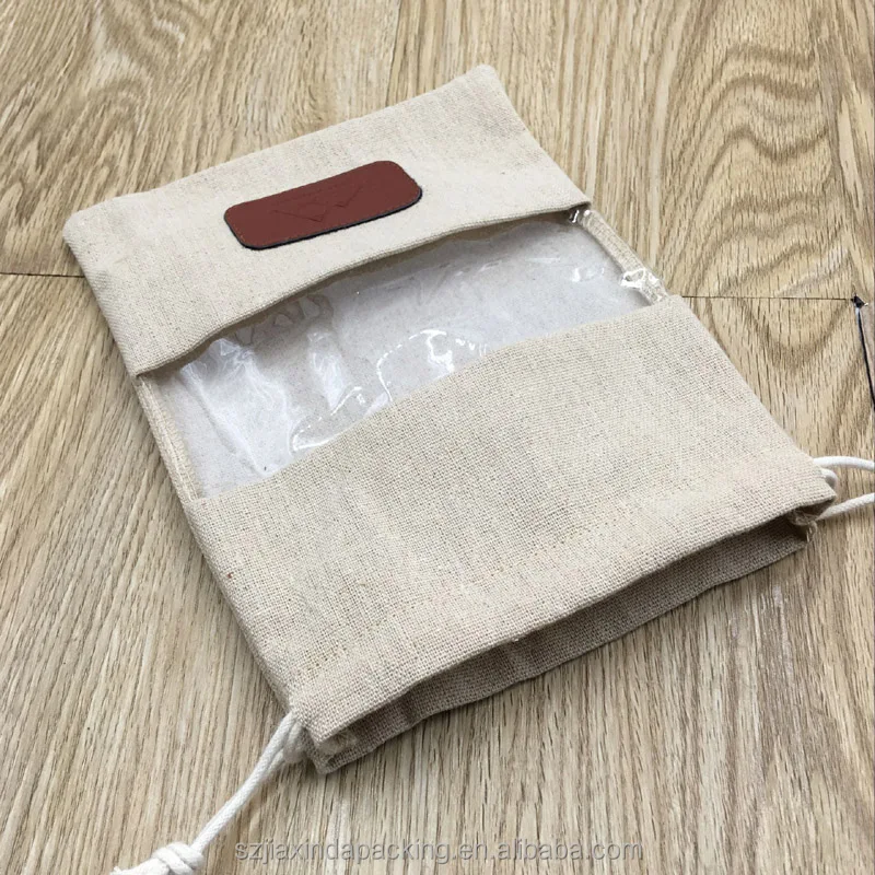 Jute Drawstring Pouch With Transparent Window For Dog Food