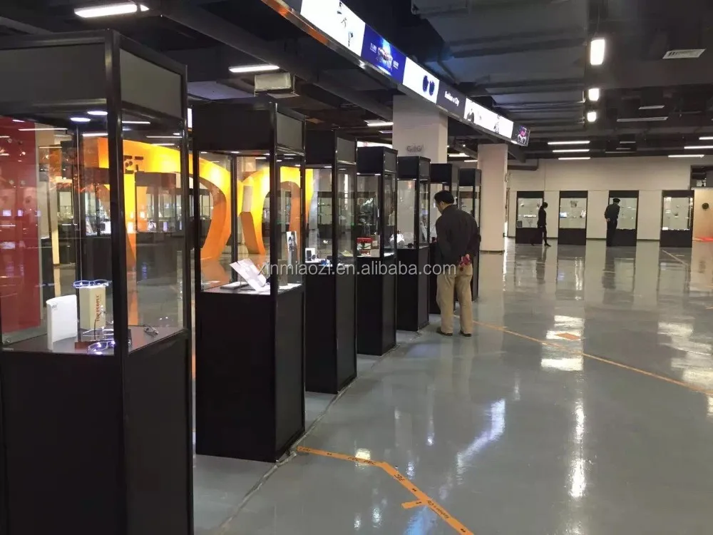 Folding Glass Tower Display Case,Full Clear Acrylic/Glass Showcase For Exhibition and Event(50*50*180CM with Swing Door)