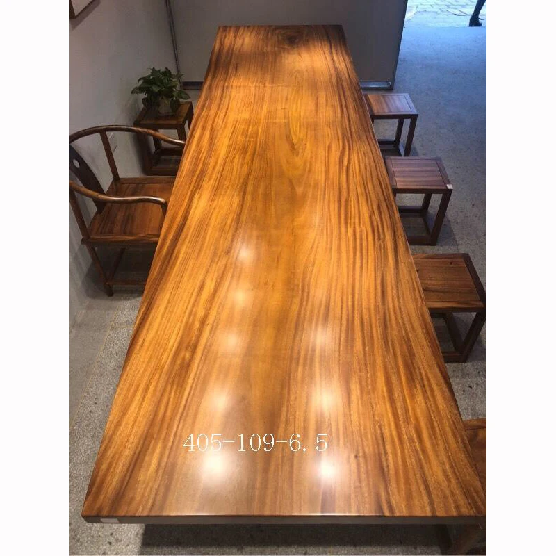 4 meter long straight dining table wood golden walnut wood slab