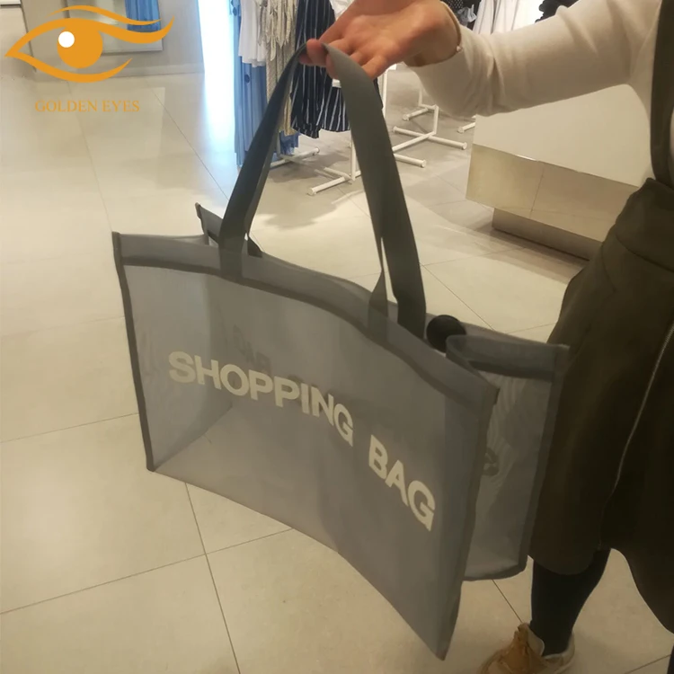 Eco reusable gym nylon mesh shopping bag grocery bag luxury nylon shopping bag