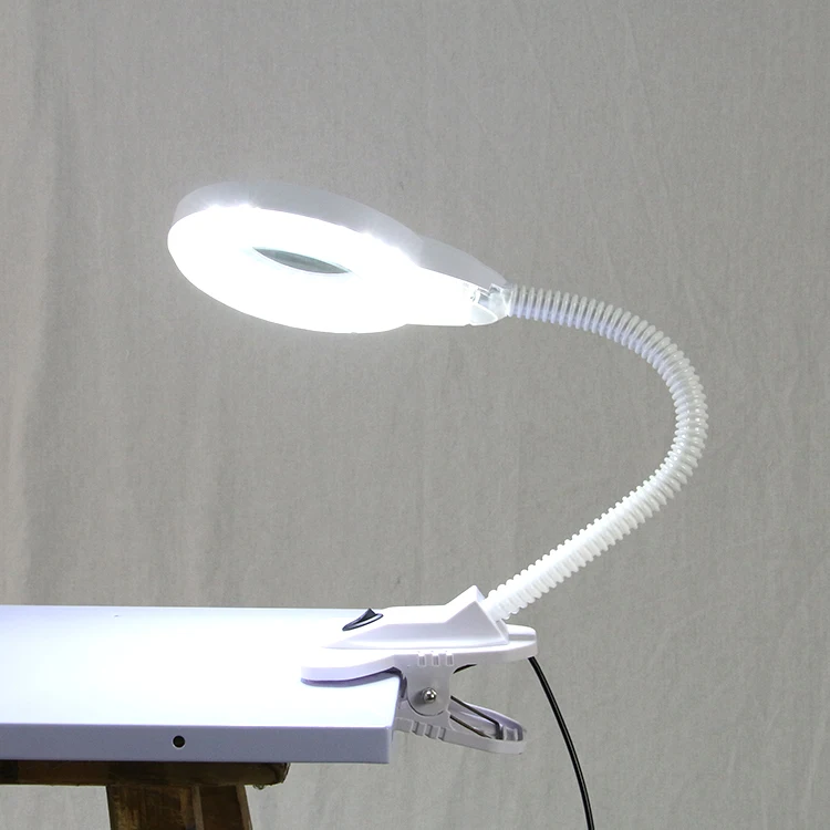 Laboratory desk repair illuminated gooseneck led magnifier lamp 5 6 diopter 220v