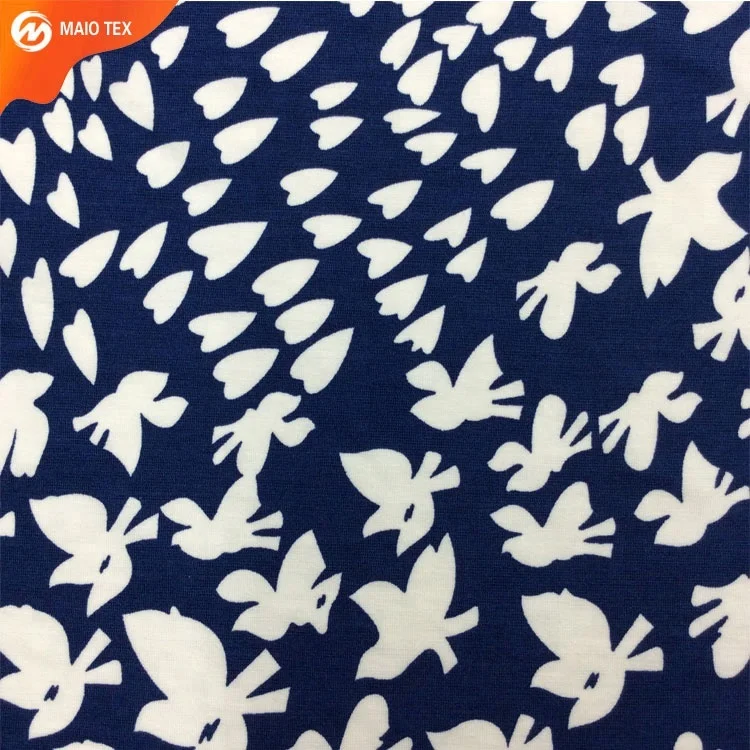 
50D single jersey knit 100%polyester lycra knitting print ITY fabric for dress 