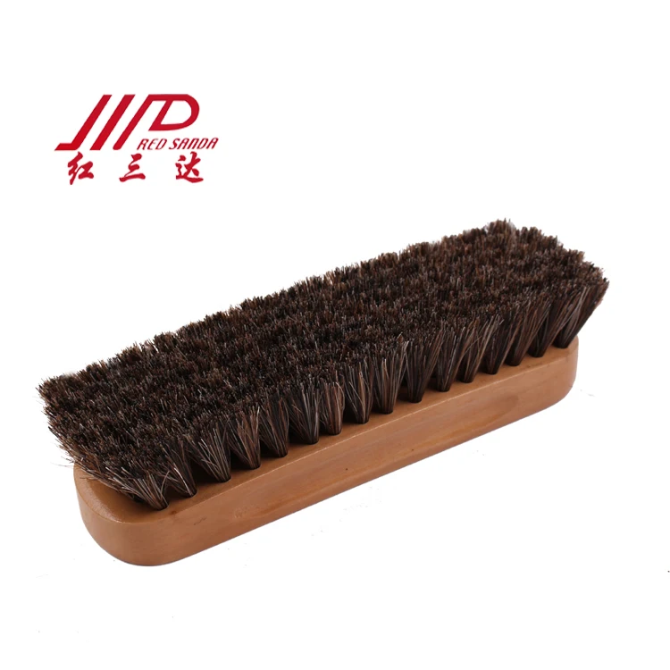 brown horse hair shoe brush with wooden handle shoe polish care tool