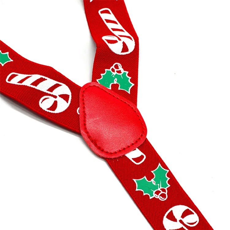 Custom Personalized Printed Men Women Y-Back Christmas Logo Silk Screen Print Suspenders With 3 Metal Clips