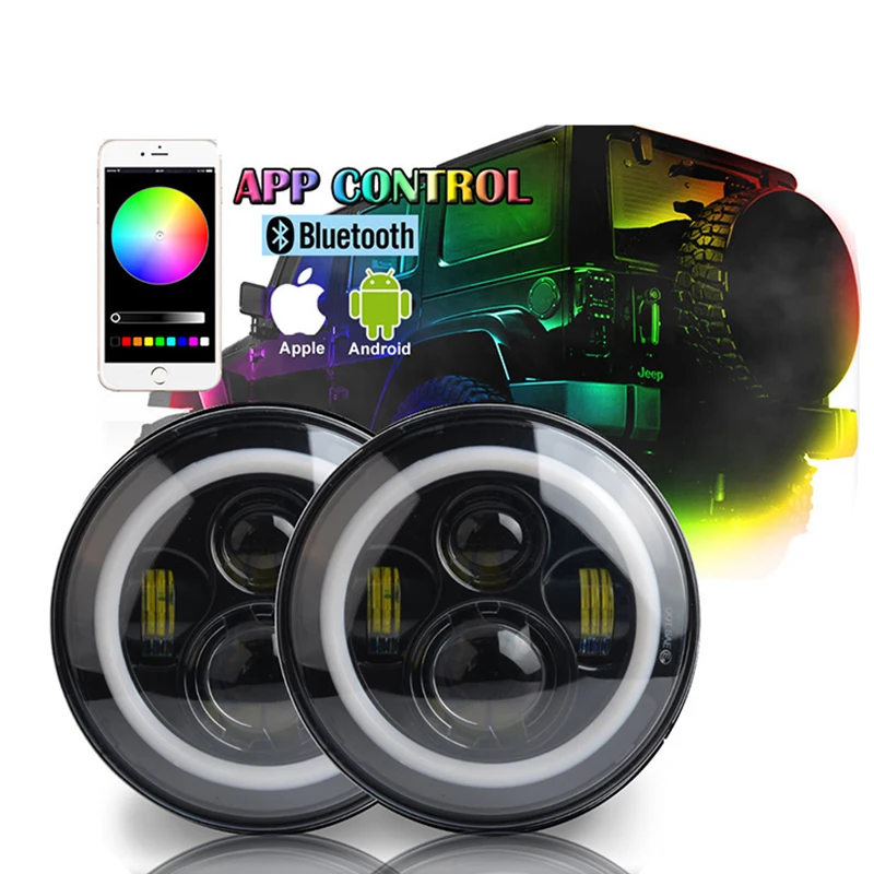 Круглый 5000LM 7 дюймов смартфонов управления RGB джипа свет для Jeep Wrangler JK