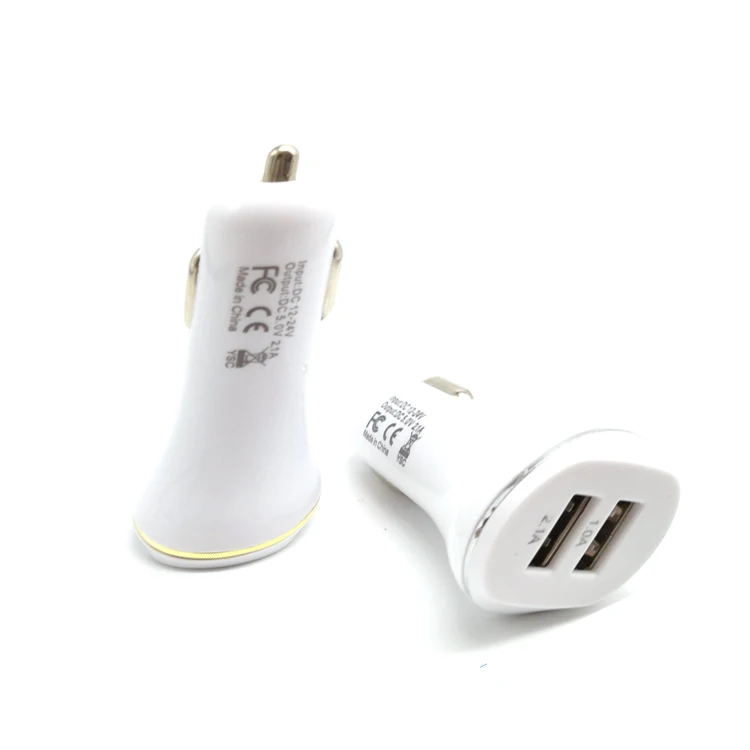 New style 2 port small golden edge wireless usb smart IC protection car charger for mobile phone device