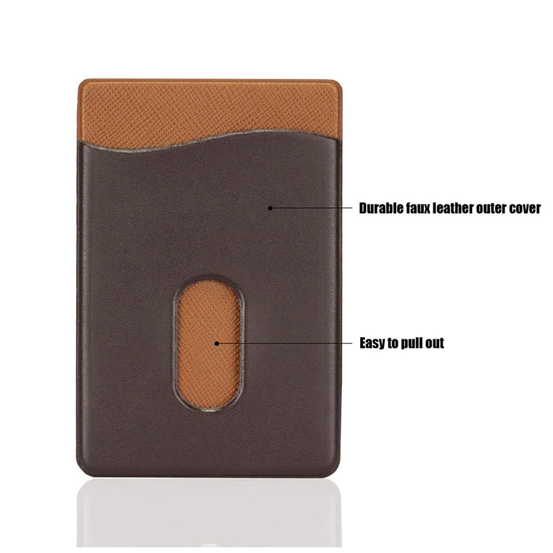 Cell Phone Wallet Ultra-slim Self Adhesive Credit Card Holder Stick on Leather Wallet For Smartphones RFID Blocking Sleeve