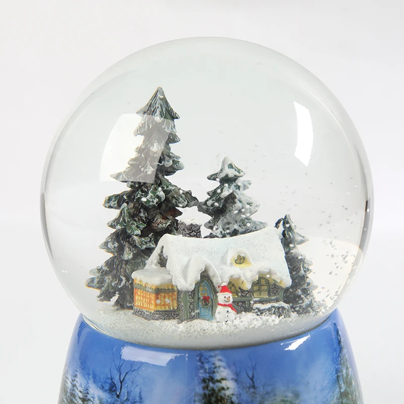 New style glass snow ball christmas gift clockwork music box