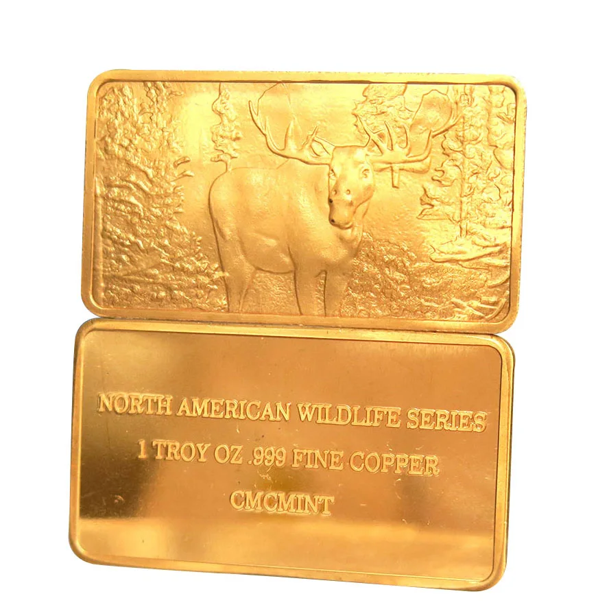 copper wholesale price 1 oz 999 Fine Pure Copper Moose Bullion Bars A78
