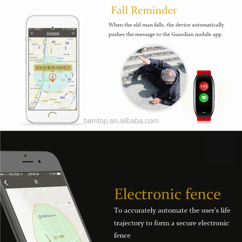 
Old Man Smart band Support GPS WIFI LBS Positioning Device Blood heart rate monitoring Tracker Bracelet Wristband 