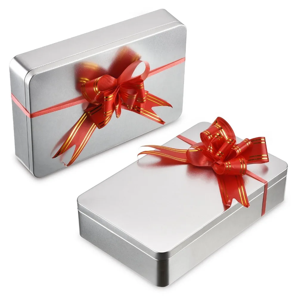 Silver rectangle packaging metal tin box with custom printing tin container jar