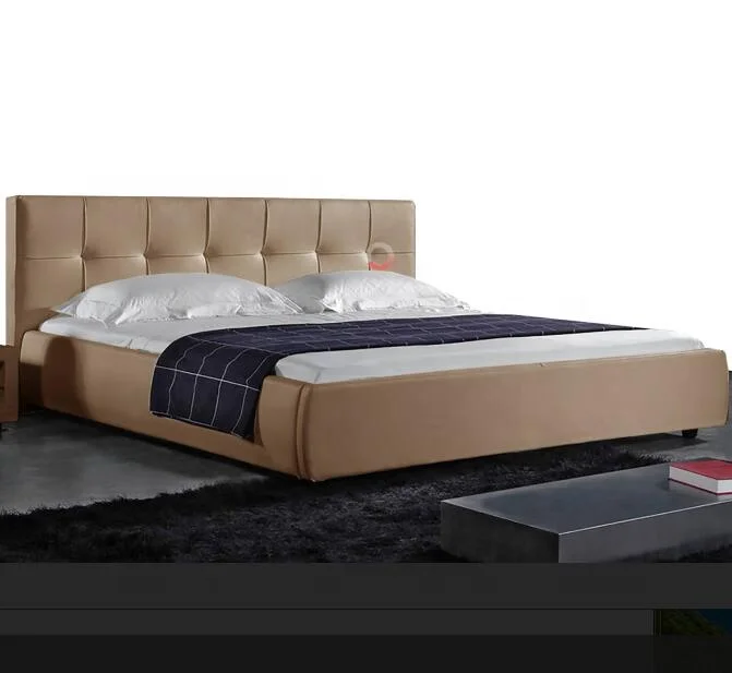 Willsoon Latest Modern Squares Design Standard Double Size White PU Soft Bed for special price led light headboard