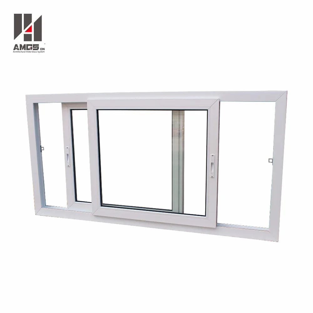 
Horizontal impact white profile pvc sliding glass windows 