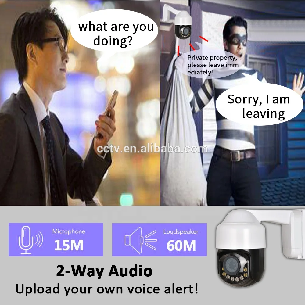 
Outdoor Mini 5MP PTZ Speed Dome IP Camera 1080P POE 4X Zoom Dual Light Starlight Color night IR 50m 2 Way Audio Humanoid Detecti 