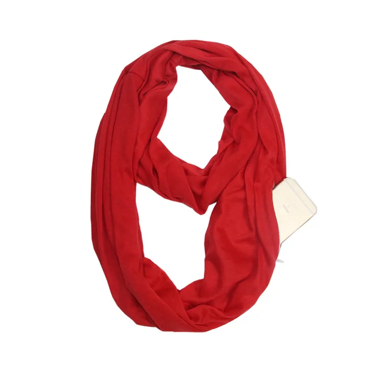 
Fashion Large Mutil Solid Colors Infinity Pocket Scarf winter scarf for women with Pocket 