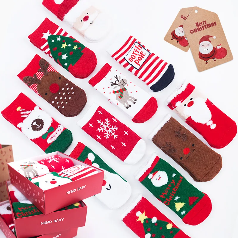 
custom 100% organic cotton christmas gift bag baby socks 
