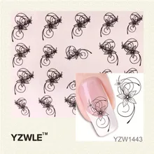 YZWLE 1 Pcs Nail Art de Água Adesivos de Unhas Beleza Wraps Foil Polonês Decalques Tatuagens Temporárias Watermark (YZW1443)