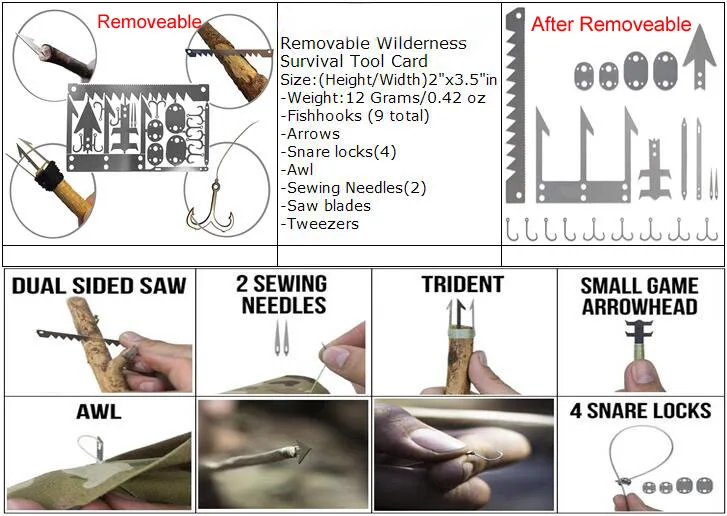 new style outdoor ninja tool in wallet with fishhooks