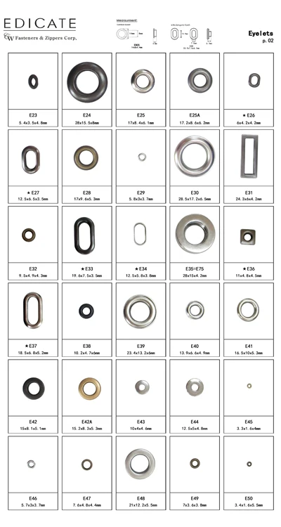 Wholesales high quality zinc alloy button eyelet fastener custom grommet oval eyelet