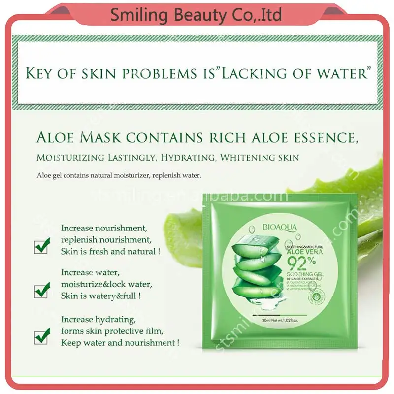 BIOAQUA Aloe Vera 92% Sooting Gel Face Mask Collagen Anti-aging Moisturizing Whitening Facial Mask Face Care Sheet Mask