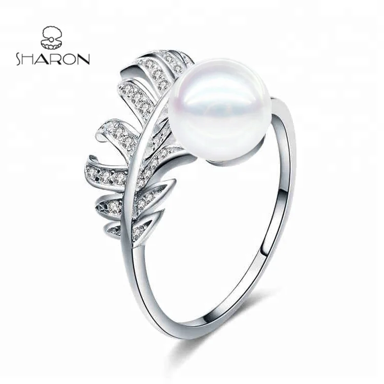 Pearl Party Natural Freshwater Pearl S925 Sterling Silver Adjustable Mount Flower Rings