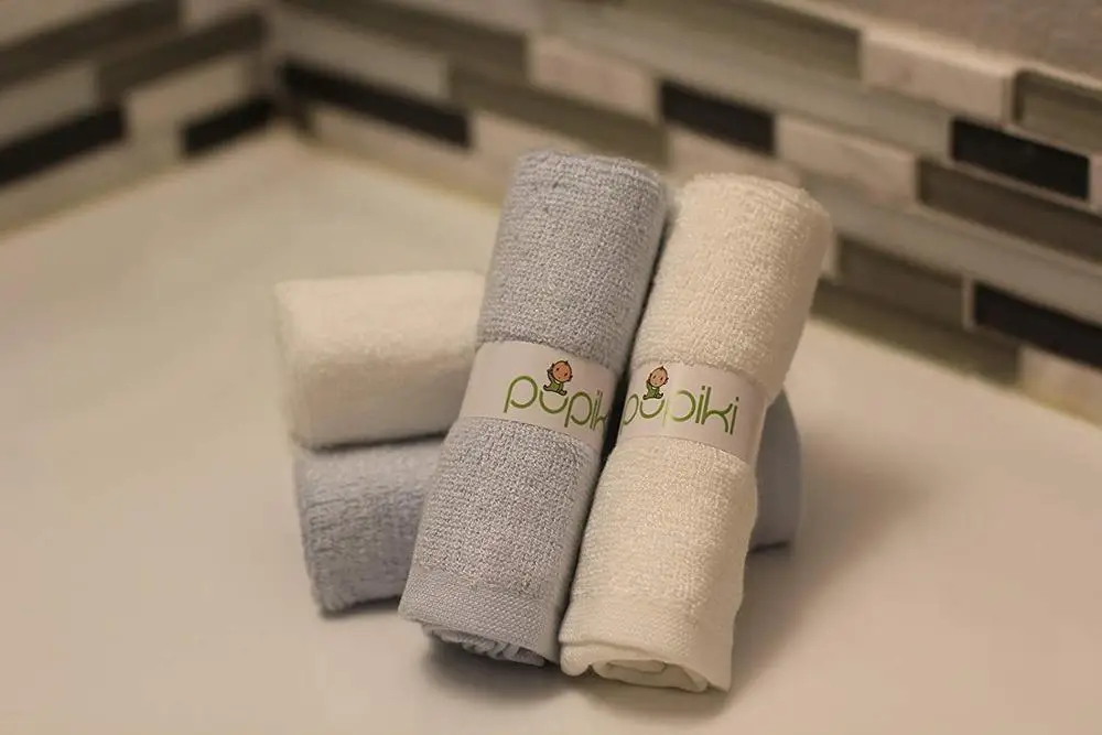 Extra-Absorbent Baby Washcloths 6 Ultra-Soft 100% Bamboo Baby Washcloth Hypoallergenic Face Towels