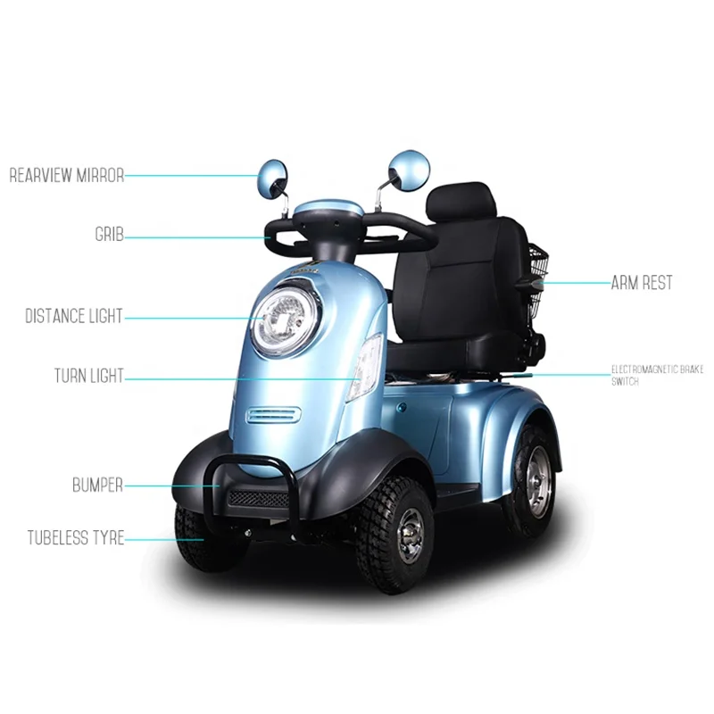 Lady pink scooter 4 wheel disabled electric scooter mobility with adjustable seat belt Electromagnetic brake system