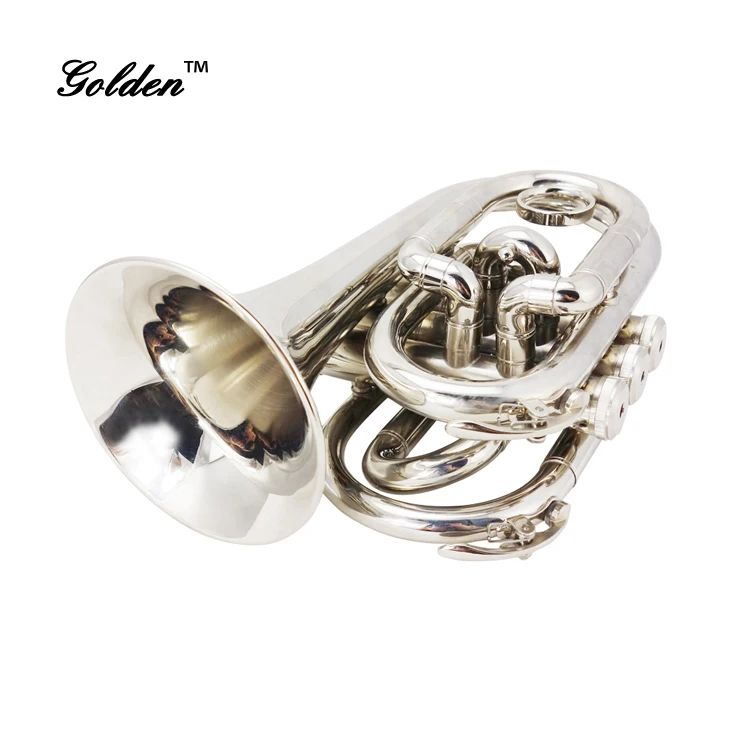 
Wholesale JTP-01 Brass body Silver plated Bb Key Pocket Trumpet for sale 