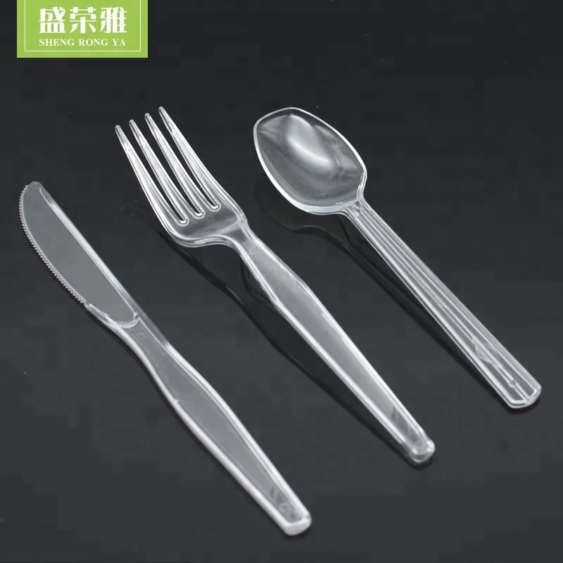 Disposable Plastic Cutlery Combo Pack Fork Spoon Knife Crystal Clear Heavyweight Flatware