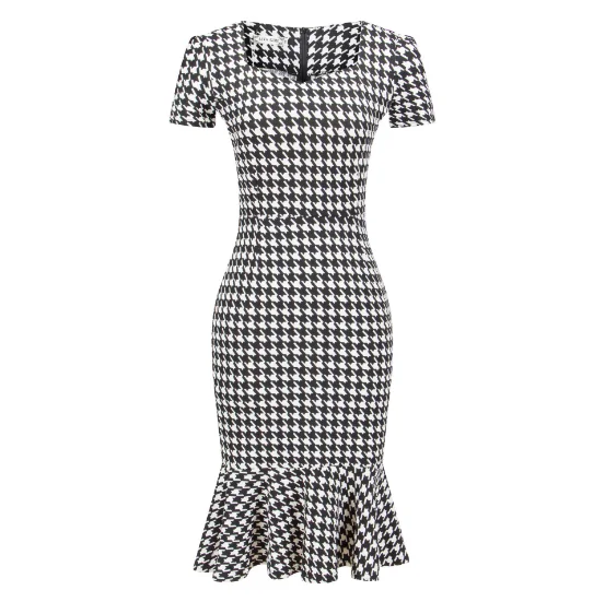 
Wholesale Stocked Durable Package plaid Hip Fishtail Dress With Free Belt 