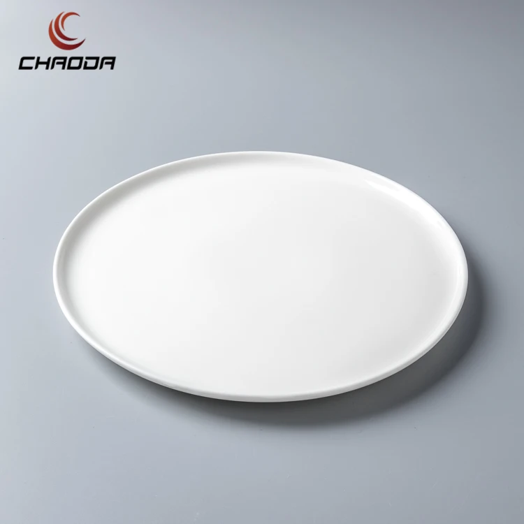 Chaoda 8-12 inch white ceramics dinnerware porcelain buffet plate  porcelain plate dinner round hotel flat plate