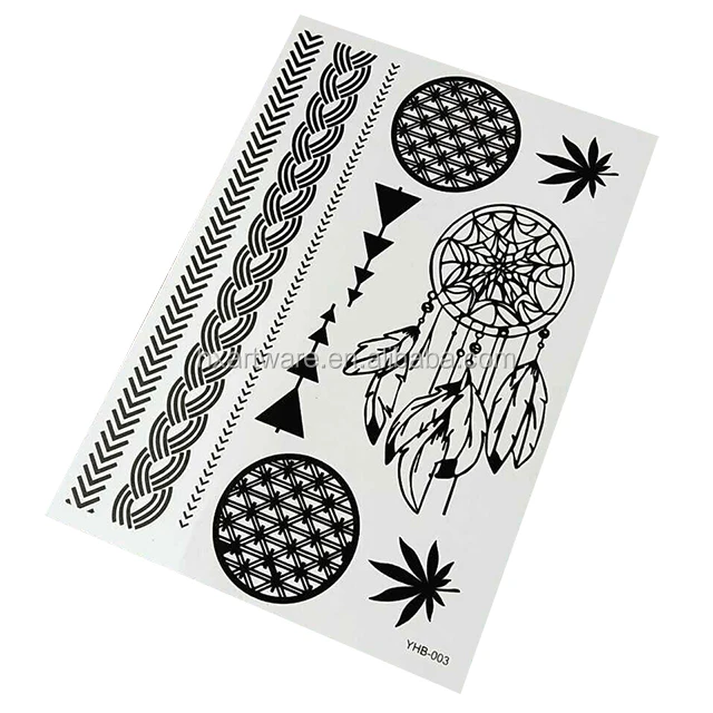 
Custom printed body makeup black tattoo stickers temporary hollow lace 