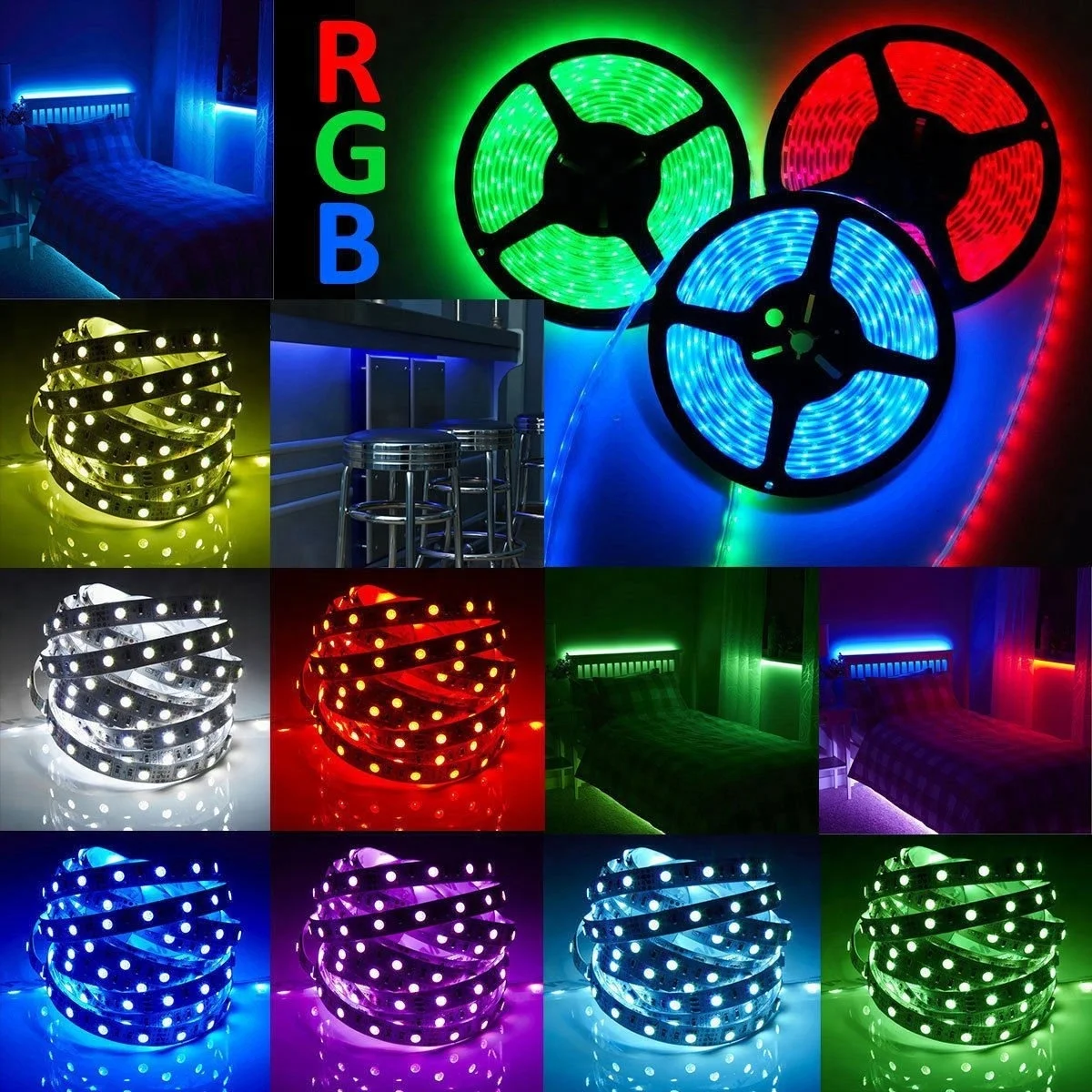 LED Strip Light RGB 5050 12V IP68 Underwater Pool Lighting LED Light Strips Waterproof