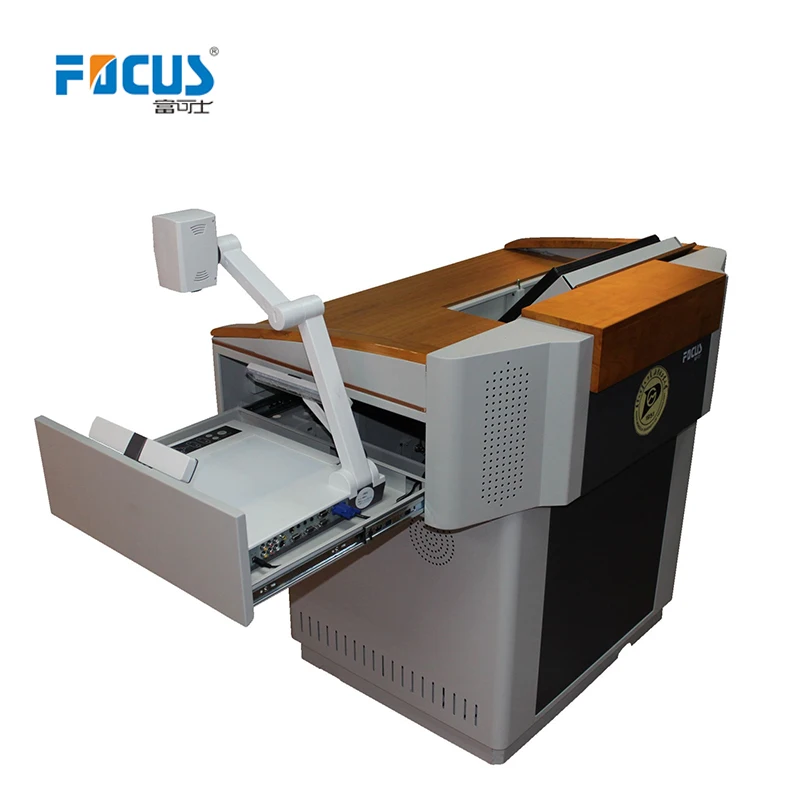 
Multimedia classroom Computer desk furniture for teacher with patent design metal podium 