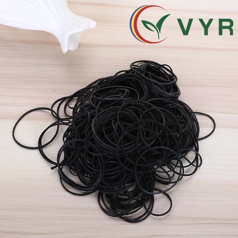 Mini around 32x0.9cm diameter black heat resisting natural rubber elastic silicone hair band rubber band