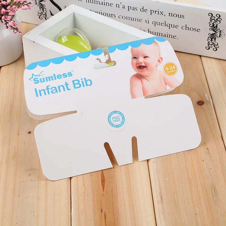 Custom order recyclable paper head cards packing for baby bibs Wholesale paper infant bib packaging card