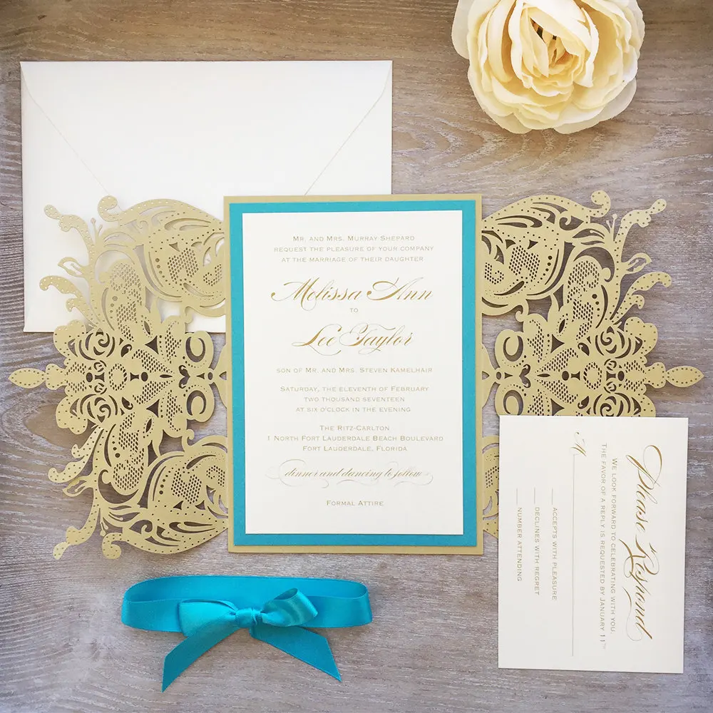 Latest Arabic Laser Cut Customize Muslim Wedding Invitation Cards and customized glitter laser cut birthday invitation cards