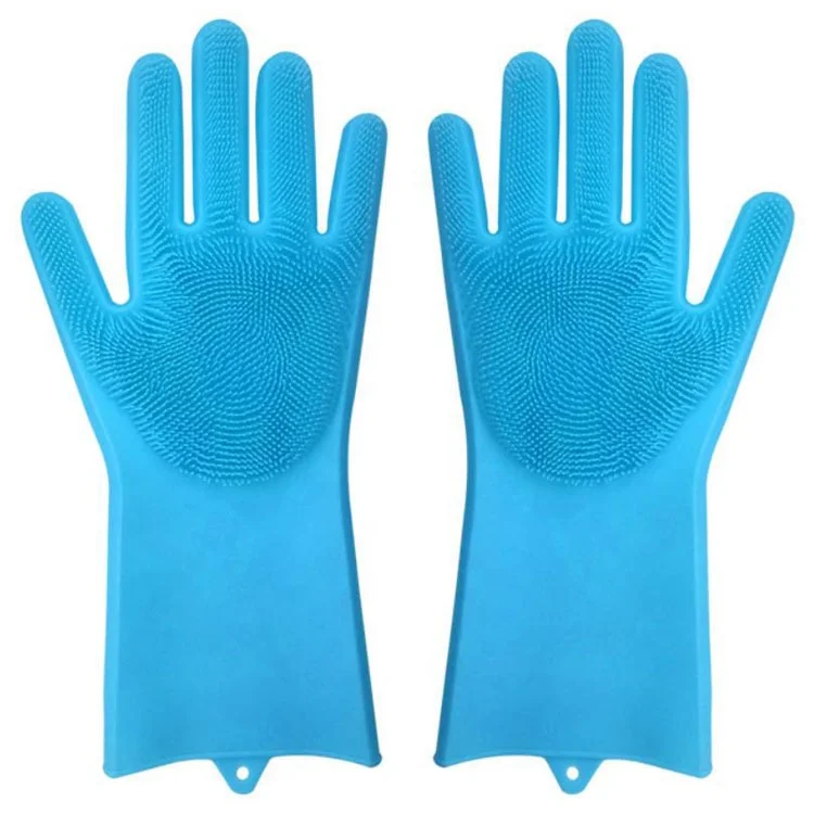 Multipurpose non stick magic silicone cleaning brush gloves with scrubber for washing kitchenware fruit vegetable pet hair
