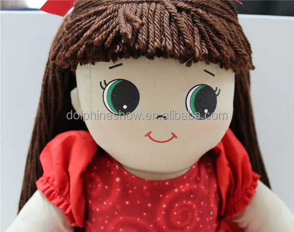Beautiful Red Dress up Stuffed Plush Human Girl Baby Doll Toys Custom OEM Pretty Handmade Soft Plush Rag Doll